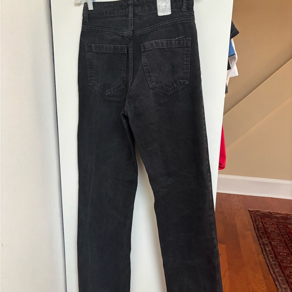 Zara Black Straight Leg Jeans High-Rise Classic - Picture 5 of 5